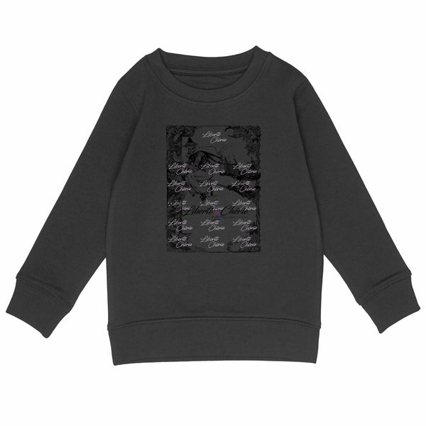 sweat premium sorcière croquis monogram rose enfant