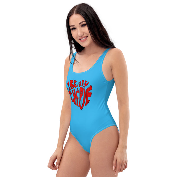 Liberté Chérie™ | <b>Maillot De Bain Féministe Une Pièce Mon Coeur Turquoise</b>