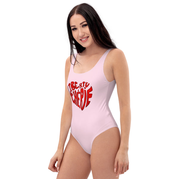 Liberté Chérie™ | <b>Maillot De Bain Féministe Une Pièce Mon Coeur Rose</b>