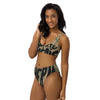 Liberté Chérie™ | <b>Maillot De Bain Éco-Responsable Taille Haute Kaki Beige Mon Coeur</b>