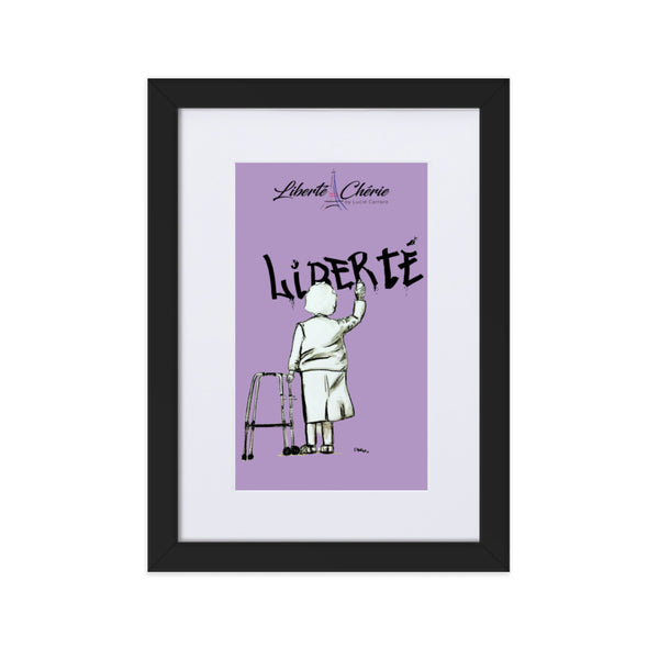 Liberté Chérie™ | <b>Affiche Pop Art Féministe Encadrée Mamie Lilas</b>