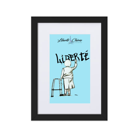 Liberté Chérie™ | <b>Affiche Pop Art Féministe Encadrée Mamie Bleu</b>