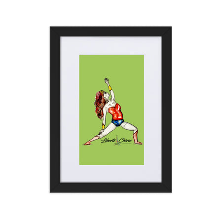 Liberté Chérie™ | <b>Affiche Pop Art Féministe Encadrée Posture De Guerrière Vert</b>