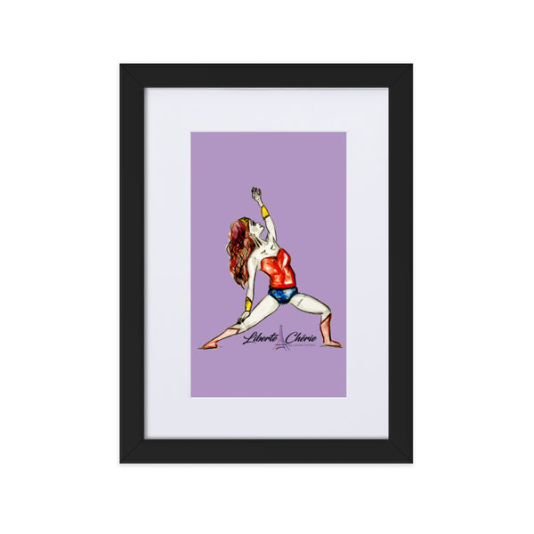 Liberté Chérie™ | <b>Affiche Pop Art Féministe Encadrée Posture De Guerrière Lilas</b>