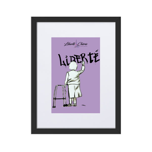 Liberté Chérie™ | <b>Affiche Pop Art Féministe Encadrée Mamie Lilas</b>