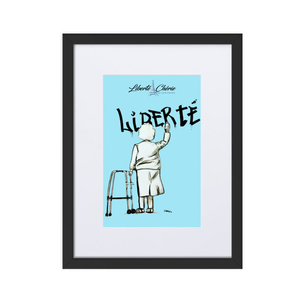 Liberté Chérie™ | <b>Affiche Pop Art Féministe Encadrée Mamie Bleu</b>