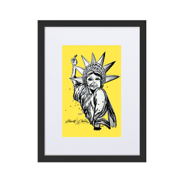 Liberté Chérie™ | <b>Affiche Pop Art Féministe Encadrée : Libéré Jaune</b>