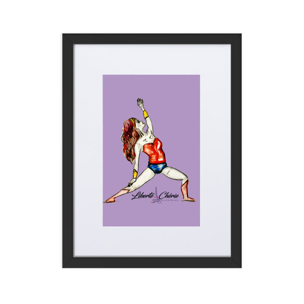 Liberté Chérie™ | <b>Affiche Pop Art Féministe Encadrée Posture De Guerrière Lilas</b>