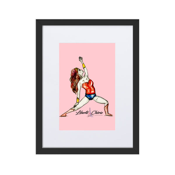 Liberté Chérie™ | <b>Affiche Pop Art Féministe Encadrée Posture De Guerrière Rose</b>