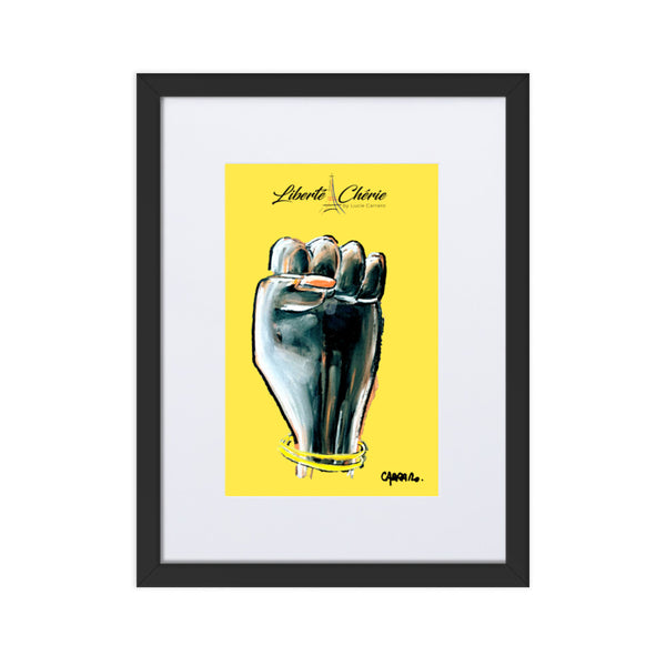 Liberté Chérie™ | <b>Affiche Pop Art Féministe  Encadrée Girl Power Jaune</b>