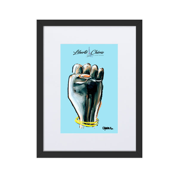 Liberté Chérie™ | <b>Affiche Pop Art Féministe Encadrée Girl Power Bleu</b>