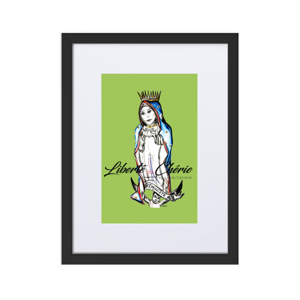 Liberté Chérie™ | <b>Affiche Pop Art Féministe Notre Dame Liberté Vert</b>