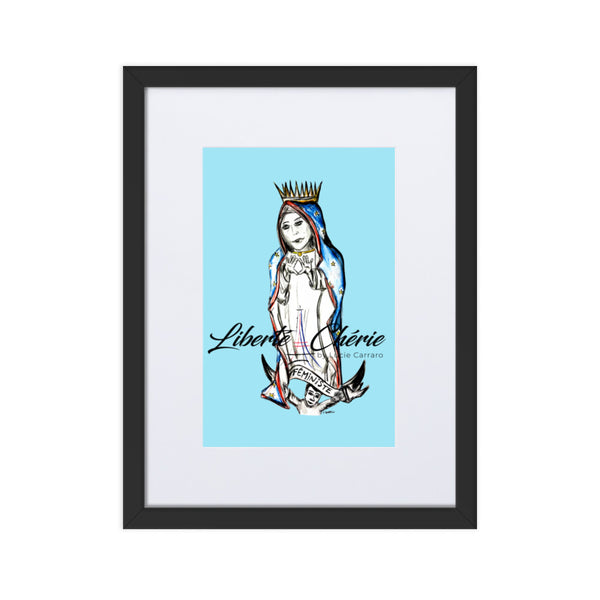 Liberté Chérie™ | <b>Affiche Pop Art Féministe Encadrée Bleu</b>