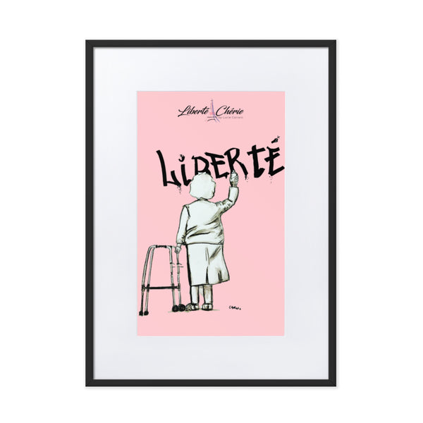 Liberté Chérie™ | <b>Affiche Pop Art Féministe Encadrée Mamie Rose</b>