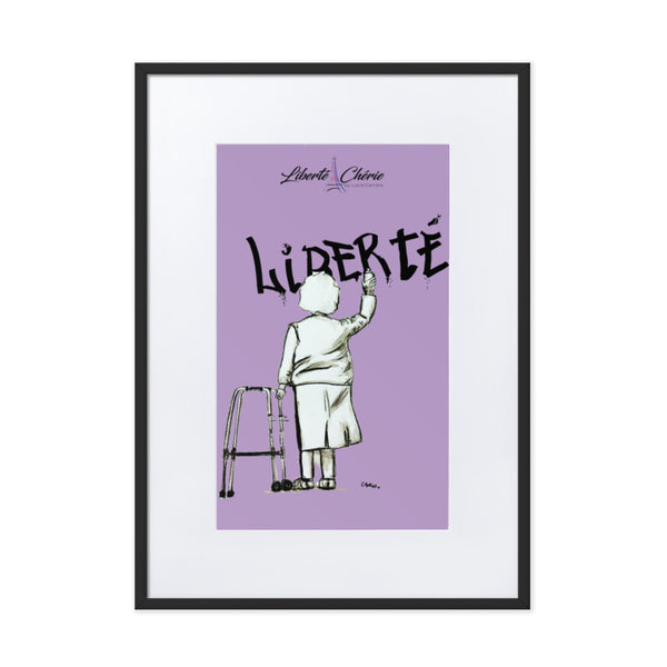 Liberté Chérie™ | <b>Affiche Pop Art Féministe Encadrée Mamie Lilas</b>