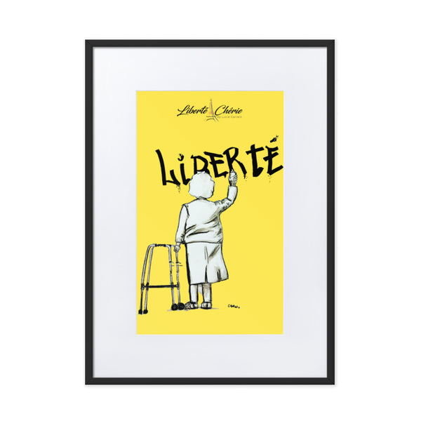Liberté Chérie™ | <b>Affiche Pop Art Féministe Encadrée Mamie Jaune</b>