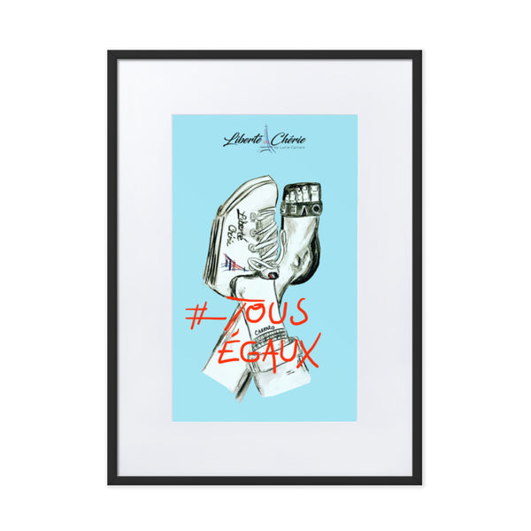 Liberté Chérie™ | <b>Affiche Pop Art Féministe Tous Egaux Bleu</b>
