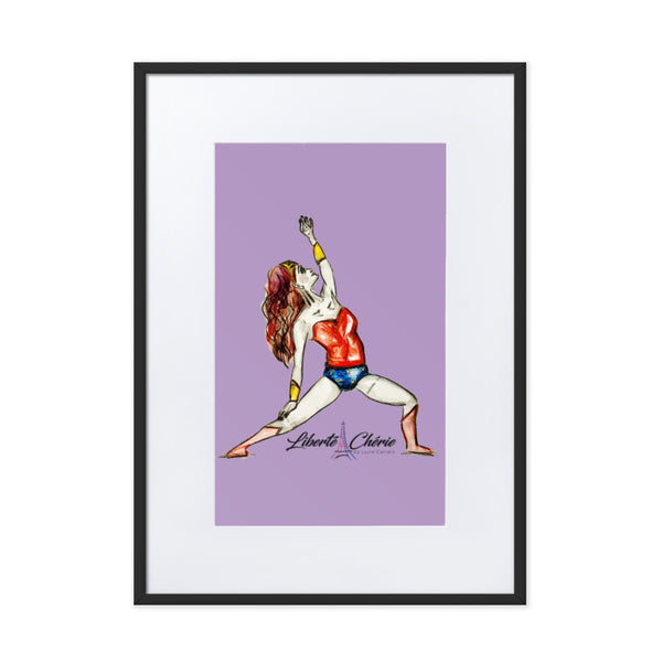 Liberté Chérie™ | <b>Affiche Pop Art Féministe Encadrée Posture De Guerrière Lilas</b>