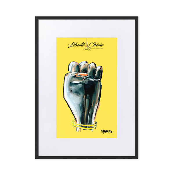 Liberté Chérie™ | <b>Affiche Pop Art Féministe  Encadrée Girl Power Jaune</b>