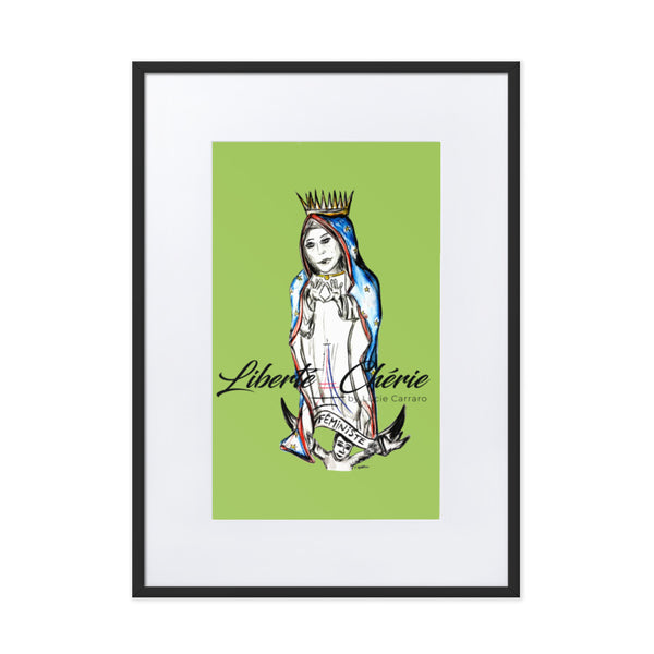 Liberté Chérie™ | <b>Affiche Pop Art Féministe Notre Dame Liberté Vert</b>