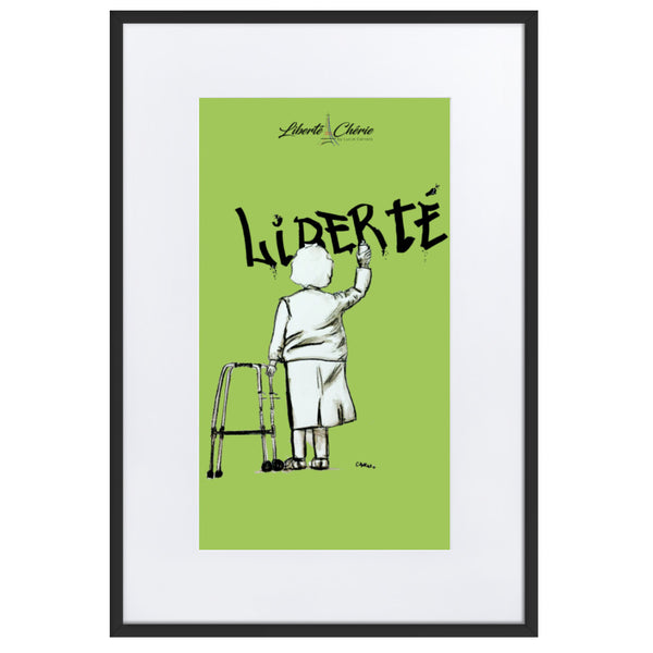 Liberté Chérie™ | <b>Affiche Pop Art Féministe Encadrée Mamie Vert</b>