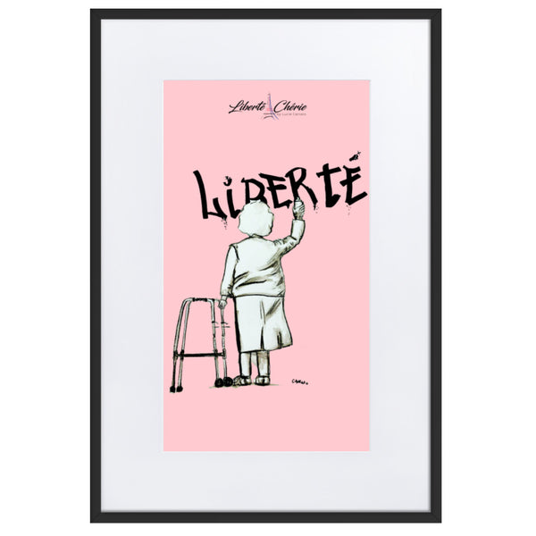 Liberté Chérie™ | <b>Affiche Pop Art Féministe Encadrée Mamie Rose</b>