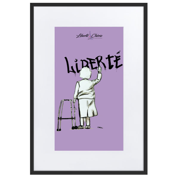 Liberté Chérie™ | <b>Affiche Pop Art Féministe Encadrée Mamie Lilas</b>