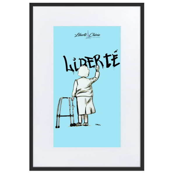 Liberté Chérie™ | <b>Affiche Pop Art Féministe Encadrée Mamie Bleu</b>