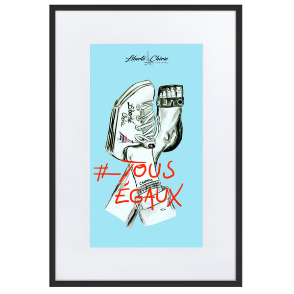Liberté Chérie™ | <b>Affiche Pop Art Féministe Tous Egaux Bleu</b>