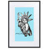 Liberté Chérie™ | <b>Affiche Pop Art Féministe Encadrée Statut : Libéré Bleu</b>