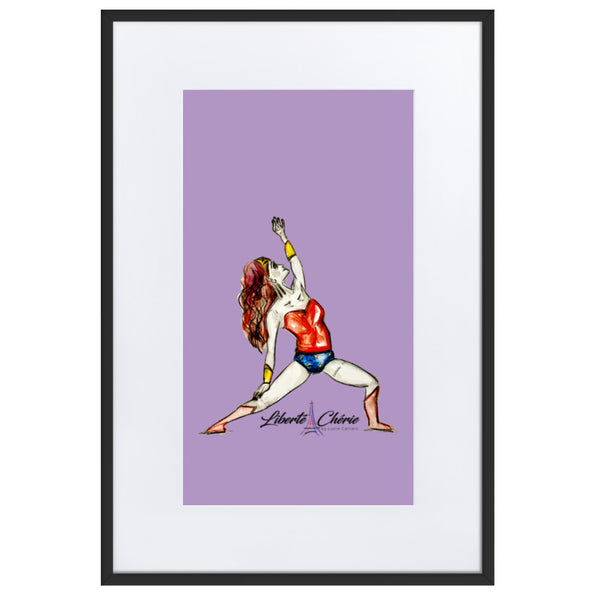 Liberté Chérie™ | <b>Affiche Pop Art Féministe Encadrée Posture De Guerrière Lilas</b>