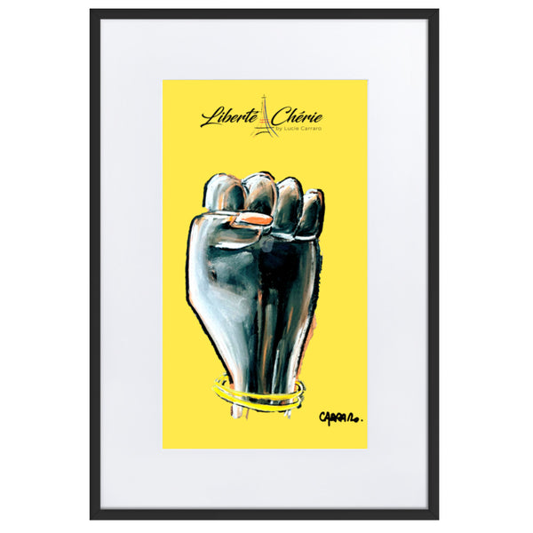 Liberté Chérie™ | <b>Affiche Pop Art Féministe  Encadrée Girl Power Jaune</b>