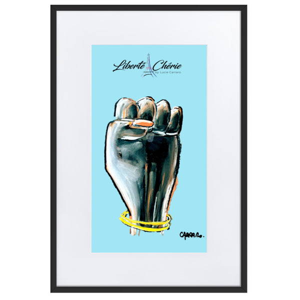 Liberté Chérie™ | <b>Affiche Pop Art Féministe Encadrée Girl Power Bleu</b>
