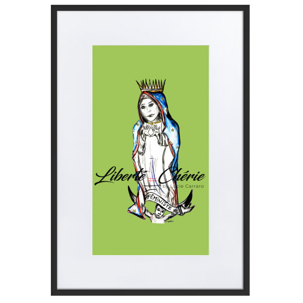 Liberté Chérie™ | <b>Affiche Pop Art Féministe Notre Dame Liberté Vert</b>