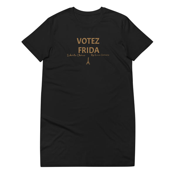 Liberté Chérie™ | <b>Robe T-Shirt Féministe Brodée Votez Frida</b>