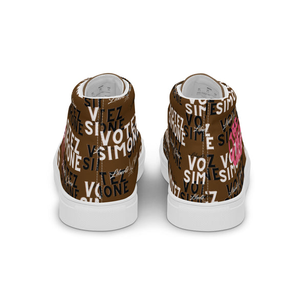Liberté Chérie™ | <b>Baskets Féministes Hautes En Toile Femme Votez Simone Marron</b>