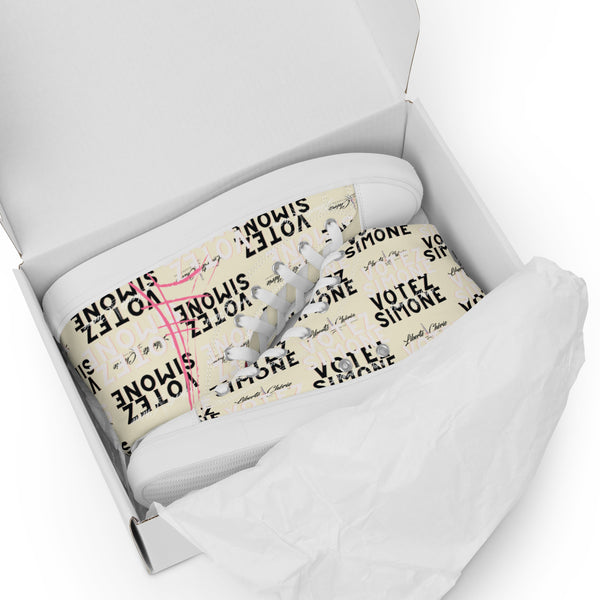 Liberté Chérie™ | <b>Baskets Féministes Hautes En Toile Femme Votez Simone Beige</b>