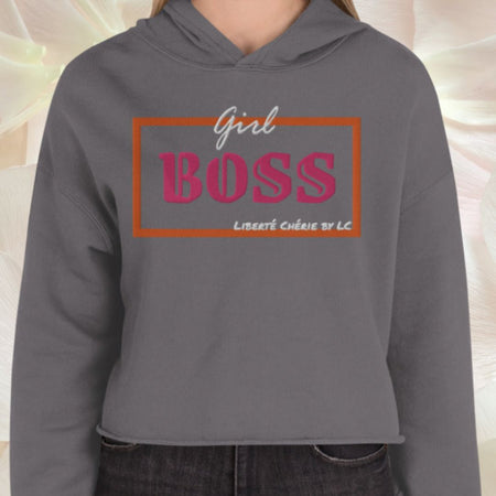 Liberté Chérie™ | <b>Sweat-Shirt Crop-Top Féministe Brodé Girl Boss</b>