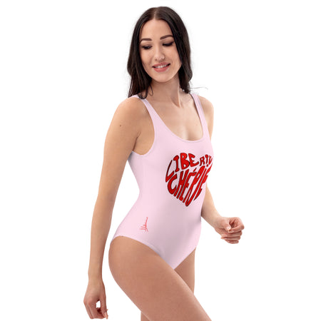 Liberté Chérie™ | <b>Maillot De Bain Féministe Une Pièce Mon Coeur Rose</b>