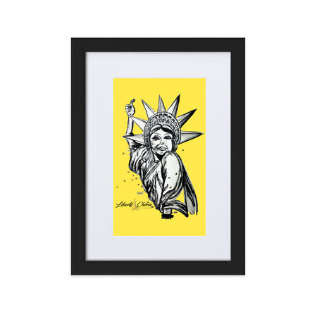Liberté Chérie™ | <b>Affiche Pop Art Féministe Encadrée : Libéré Jaune</b>