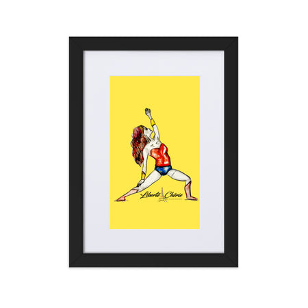 Liberté Chérie™ | <b>Affiche Pop Art Féministe Encadrée Posture De Guerrière Jaune</b>