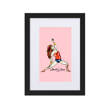 Liberté Chérie™ | <b>Affiche Pop Art Féministe Encadrée Posture De Guerrière Rose</b>