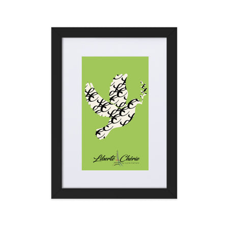 Liberté Chérie™ | <b>Affiche Féministe Encadrée Colombe Monogramme Vert</b>