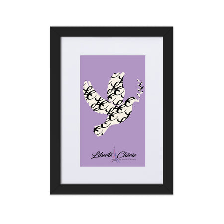 Liberté Chérie™ | <b>Affiche Féministe Encadrée Colombe Monogramme Lilas</b>