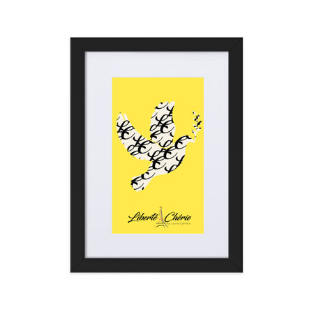 Liberté Chérie™ | <b>Affiche Féministe Encadrée Colombe Monogramme Jaune</b>