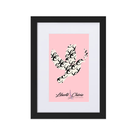 Liberté Chérie™ | <b>Affiche Féministe Encadrée Colombe Monogramme Rose</b>