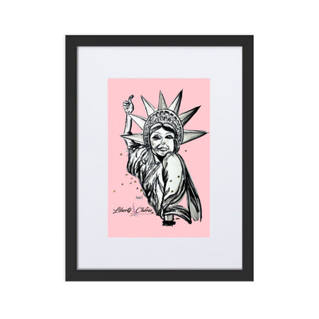 Liberté Chérie™ | <b>Affiche Pop Art Féministe Encadrée Statut : Libéré Rose</b>