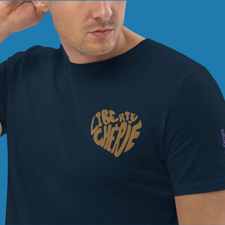 Liberté Chérie™ | <b>T-Shirt Féministe Manches Courtes Brodé Mon Coeur</b>
